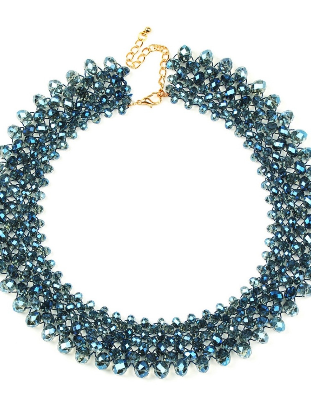NIB Eye Candy Blue Crystal Cluster Statement Necklace